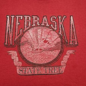 Vintage Single Stitch Wolf Nebraska Graphic‎ T-Shirt MADE USA Red Mens L